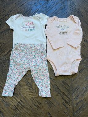Carter's Pink & White Floral Baby Matching Set - 2pc